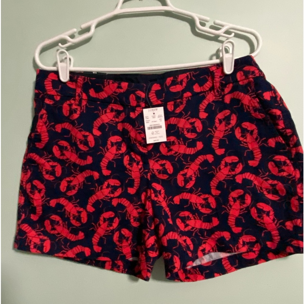 NWT Women’s J. Crew 5” Inseam Red and Blue Lobster Print Shorts Size 10